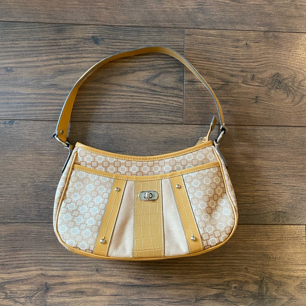 Nine West Tan and Cream Shoulder Bag with Striped Design